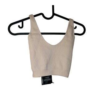 Bo & Tee Sports Bra Open Back Size S Ivory NEW (E46)